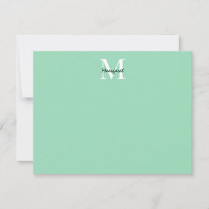 Mint Green Monogram Personalised Stationary Gifts Card