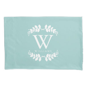 Mint Green Monogrammed Pillowcase