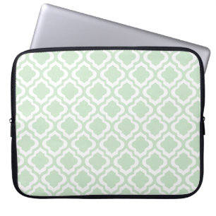 Mint Green Moroccan Quatrefoil Clover Laptop Sleeve