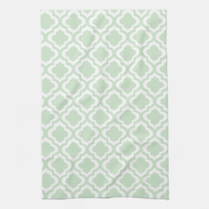 Mint Green Moroccan Quatrefoil Clover Tea Towel