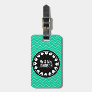Mint green Mr & Mrs luggage tag for newly weds