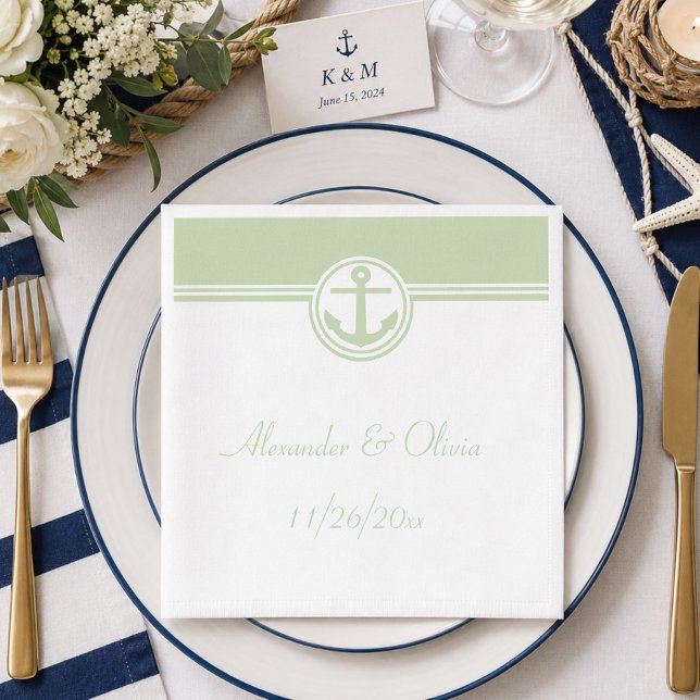 Mint Green Nautical Anchor Napkin (Mint Green Nautical Anchor Paper Napkins)