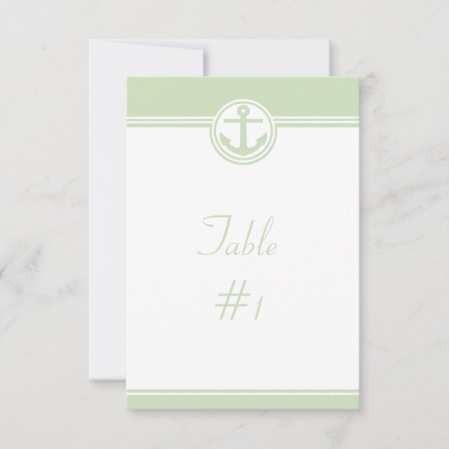 Mint Green Nautical Anchor Reception Table Card (Front)