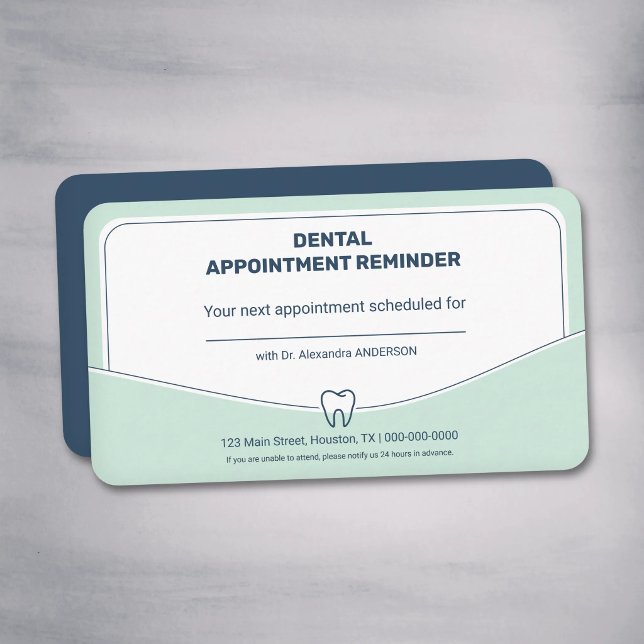 Mint Green & Navy Blue - Dental Appointment Card (Mint Green & Navy Blue - Dental Appointment Card)
