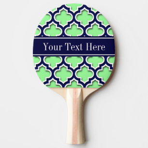 Mint Green, Navy Moroccan #5DS Navy Name Monogram Ping Pong Paddle