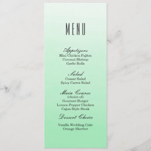 Mint Green Ombre Wedding Dinner Menu