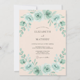 Mint Green Opulent Spring Wedding Invitation