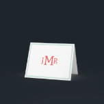 Mint green & Orange Monogram folded Thank You Card<br><div class="desc">Cute Orange monogrammed initials with Mint green border folded thank you card (blank white inside) Perfect for gender neutral nursery thank you card.</div>
