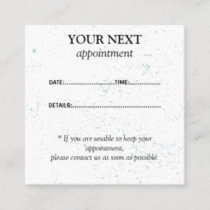 Mint Green Paint Splatter Appointment Reminder Car Card