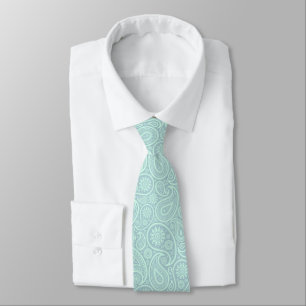 Mint-Green Paisley Custom Light-Blue Background Tie