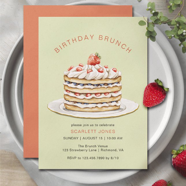 Mint Green Pancakes | Cute Modern Birthday Brunch Invitation (Creator Uploaded)