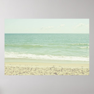 Mint Green Pastel Beach Photography Poster