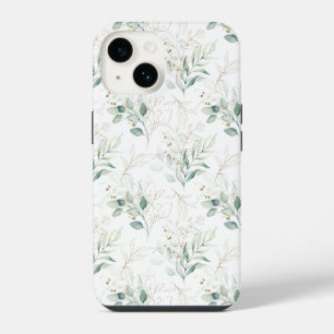 Mint Green Pastel Floral Greenery Pattern iPhone 14 Case