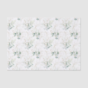 Mint Green Pastel Floral Greenery Pattern Tissue Paper