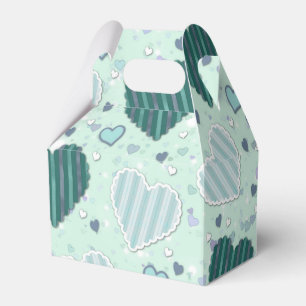Mint Green Patchwork Hearts Favour Box
