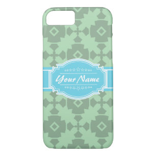 Mint Green pattern with Personalised Name Case-Mate iPhone Case