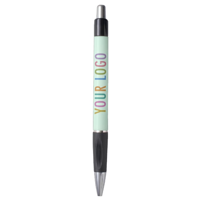 Mint Green Pen with Black Ink Custom Logo Branded (Front Vertical)