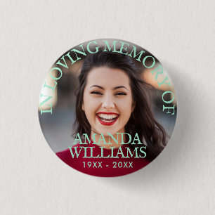 Mint Green Personalised Photo Memorial 3 Cm Round Badge