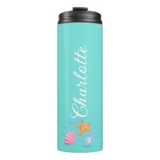 Mint Green Personalised Seashells Thermal Tumbler