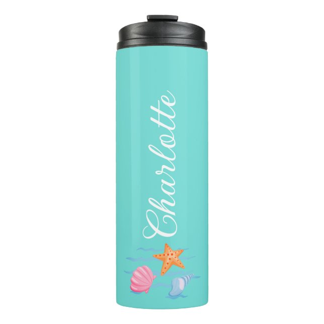Mint Green Personalised Seashells  Thermal Tumbler (Front)