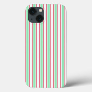 Mint green, pink and white candy stripes Case-Mate iPhone 13 Case