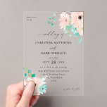 Mint Green & Pink Floral Wedding Acrylic Invitations<br><div class="desc">Hand painted Mint Green & Blush Pink Florals were used to create this Mint Green & Pink Floral Wedding Invitation. It's great for summer weddings, boho weddings, spring weddings, rustic weddings, pink weddings, & destination weddings. They have a luxury, custom look and quality without the luxury price. It's easy to...</div>