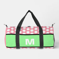 Mint Green Pink White Polka Dots Monogram