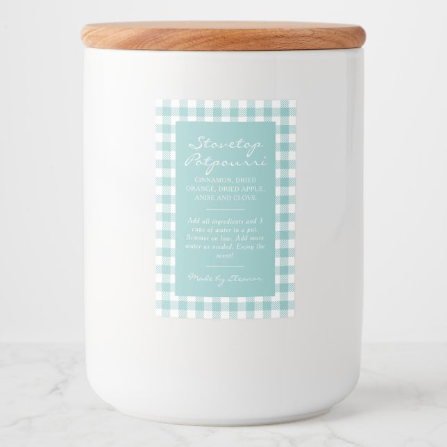 Mint Green Plaid Simmer Pot Kit Label (Front)