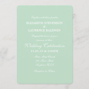 Mint Green Plain Simple Wedding Invitation