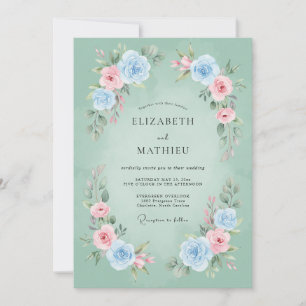 Mint Green Poetic Spring Wedding Invitation