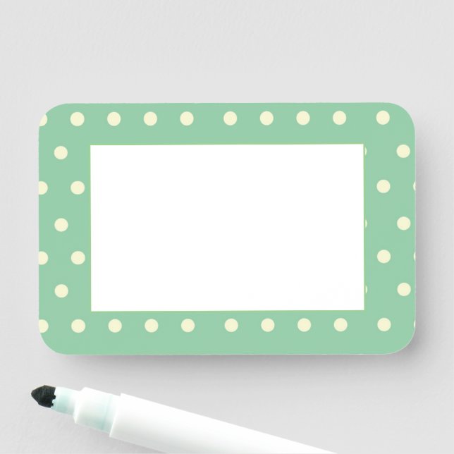 Mint Green Polka Dot Customisable Name Tag (In Situ)