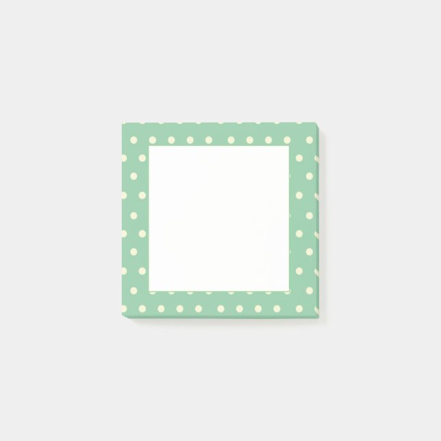 Mint Green Polka Dot Customisable Post-it Notes (Front)