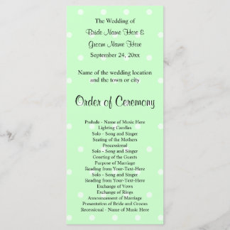 Mint Green Polka Dot Pattern. Wedding Program Programme