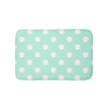 Mint green polka dots bathroom rug