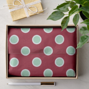 Mint Green Polka Dots on Maroon Tissue Paper