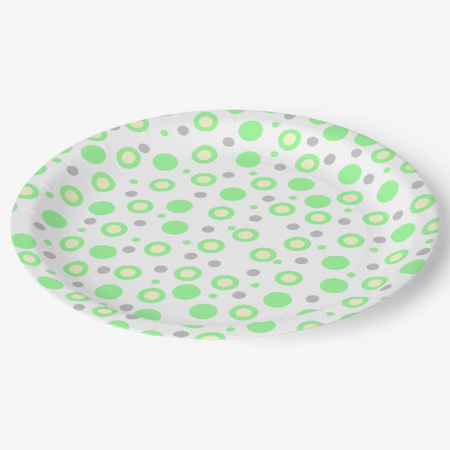Mint Green Polka Dots Paper Plate (Angled)