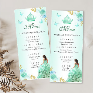 Mint Green Princess Dress Quinceañera Birthday Menu
