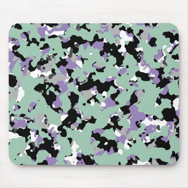 Mint Green & Purple Camouflage Camo Print Mouse Pad (Front)