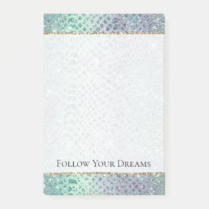 Mint Green Purple Snake Gold Glitter Post-it Notes