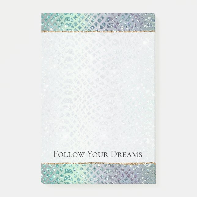 Mint Green Purple Snake Gold Glitter Post-it Notes (Front)