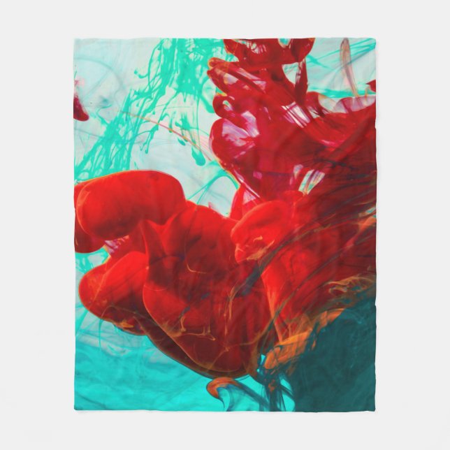 Mint Green & Red  Fleece Blanket (Front)