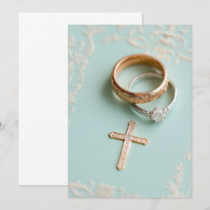 Mint green religious wedding invitation