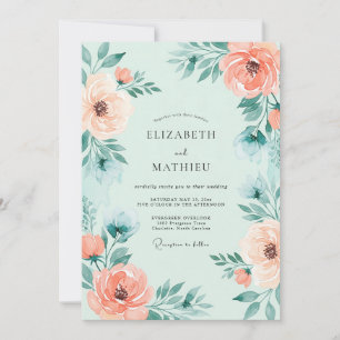 Mint Green Resplendent Floral Wedding Invitation