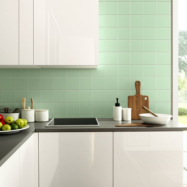 Mint Green (Retro Kitchen and Bathroom) Square Tile (green kitchen backsplash)