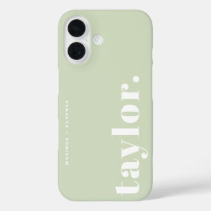 Mint Green Retro Typography Personalised iPhone 16 Case