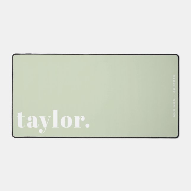 Mint Green Retro Typography Personalised Desk Mat (Front)