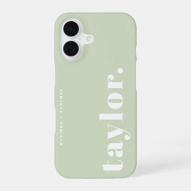 Mint Green Retro Typography Personalised iPhone 16 Case (Back)