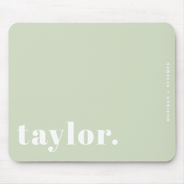 Mint Green Retro Typography Personalised Mouse Pad (Front)