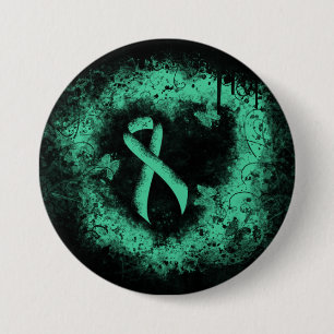 Mint Green Ribbon Grunge Heart 7.5 Cm Round Badge