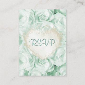Mint Green Rose Floral Wedding RSVP Enclosure Card